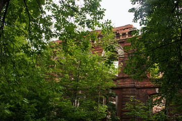 Ensemble of Yaroslavl Big manufactory of 18-19 century. Old building. The ruins of the almshouse...