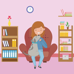 Girl with dog cartoon design