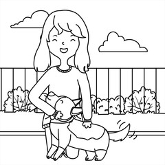 Girl with dog cartoon design
