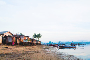 Community near Sarasin Bridge Morning Scene, Phuket Thailand,Tropical zone