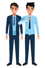 Family father with adult son cartoon