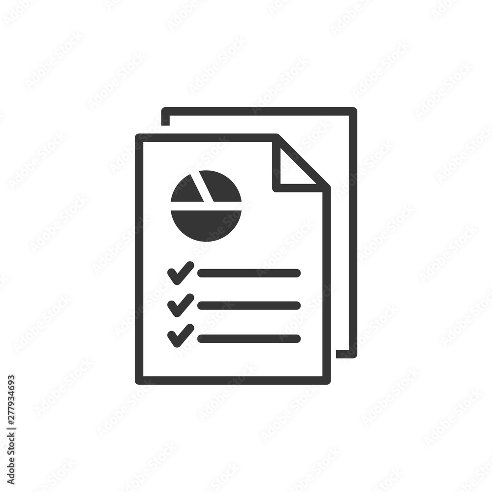 Fototapete Document like auditing. Scrutiny, annual verification, info. flat style quality sign or success proven symbol vector sign isolated on white background illustration for graphic and web design.
