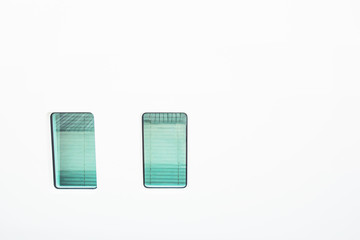 White background, boat window in Phuket Thailand