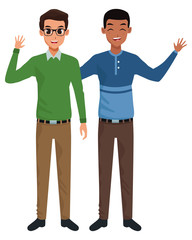 Family father with adult son cartoon