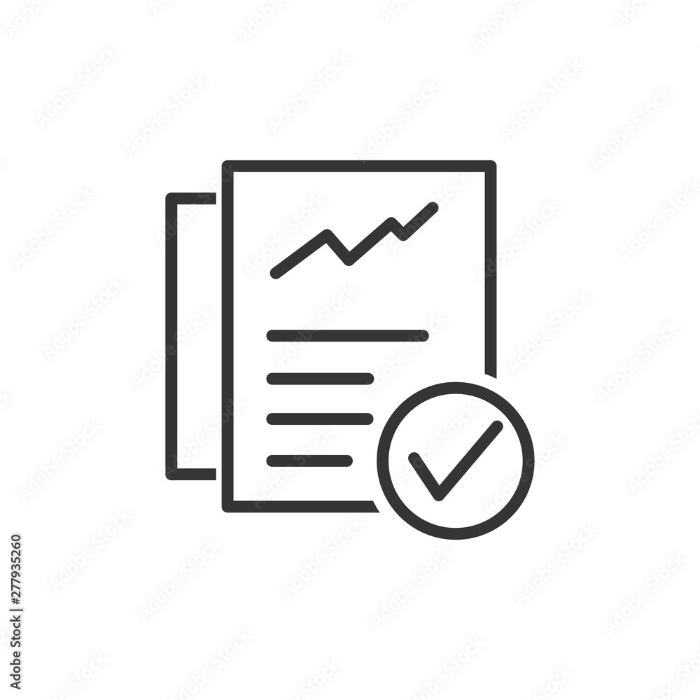 Leinwandbilder document like auditing. scrutiny, annual verification, info. flat style quality sign or success prov