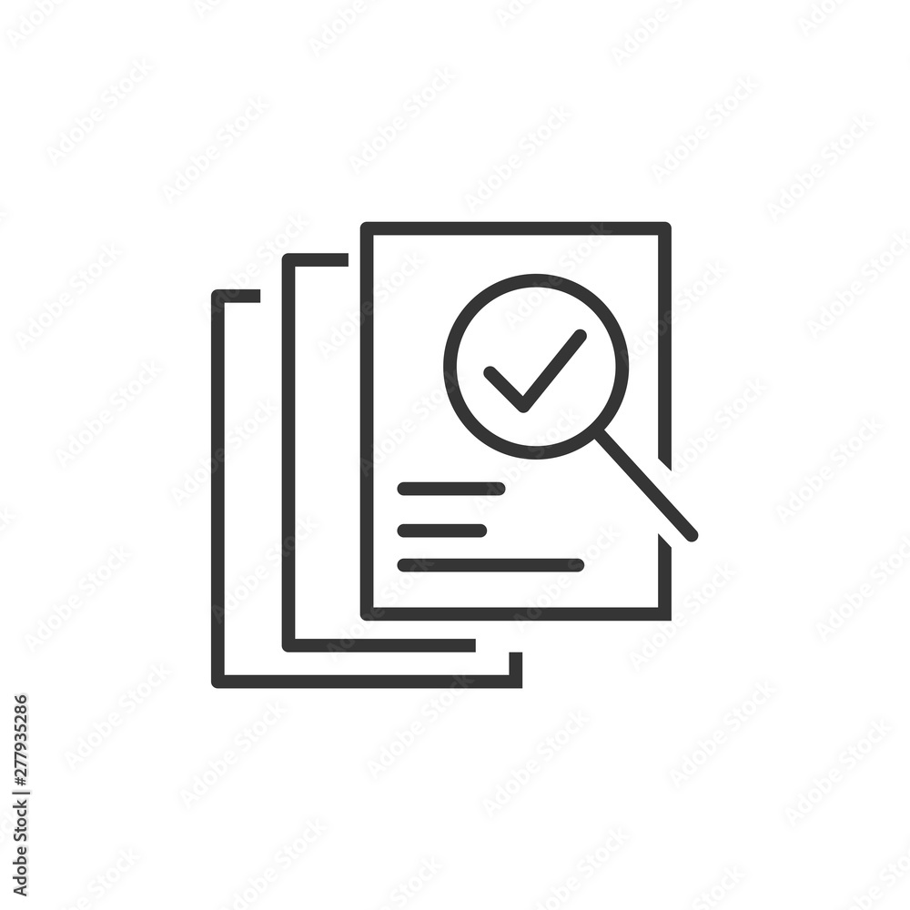 Aufkleber document like auditing. scrutiny, annual verification, info. flat style quality sign or success prov