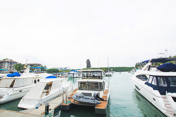 Fototapeta premium Royal Phuket Marina tourism and generalr,It is the most beautiful port,Can go to many islands, such as James Bond Island,Phi Phi,Koh Hong,Heaven of Andaman in Phuket Thailand,12 June 2018.