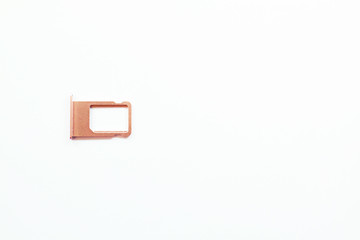 Nano SIM card tray in white background in pink sim shop.