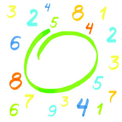 Bright multicolored background with numbers written with marker on white . Vector EPS 8