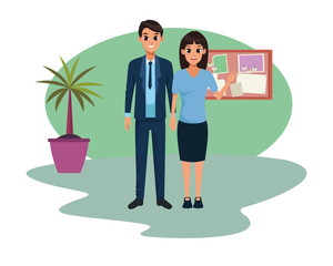 Young adult couple greeting cartoon