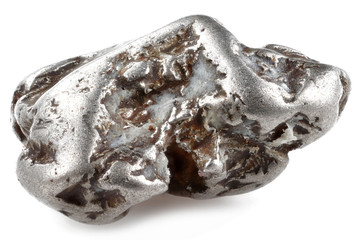 native 0.6 gram platinum nugget from the Fox Gulch, Goodnews Bay, Alaska isolated on white...