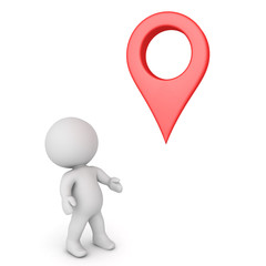 3D Character looking up at location pin
