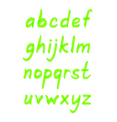 Large set. Alphabet, numbers, signs, handwritten green marker. Vector. EPS8