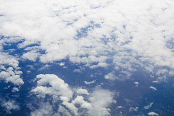 High angle view on plane Thailand At daytime,mountains and rivers