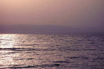 Zachód słońca nad Morzem Martwym - obrazy, fototapety, plakaty