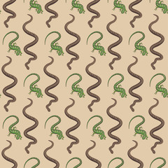 snakes and lizards seamless background