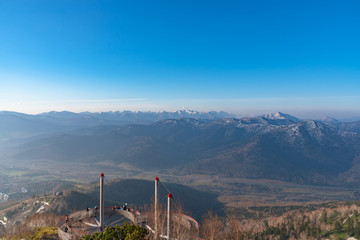 Panorama view from Unkai Terrace in summer time sunny day at Tomamu, Shimukappu village. To see the sea of clouds, the weather conditions must be complete