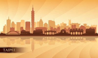 Naklejka premium Taipei city skyline silhouette background