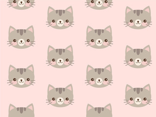Cute cat pattern. Kitten face seamless background. Baby or child design.