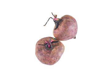 Fresh beet isolated on white background. The view from the top. Background of organic food.