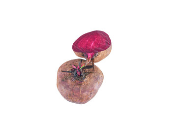 Fresh sliced beet isolated on white background. The view from the top. Background of organic food.