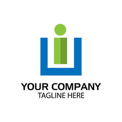 UI logo template, UI letter, flat design. vector