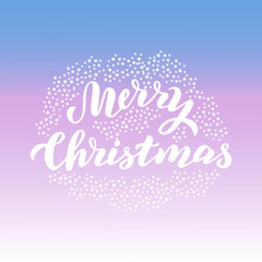 Merry Christmas typography card with stars. Trendy lettering greeting text. Xmas postcard, gift, package design. Vector eps 10.