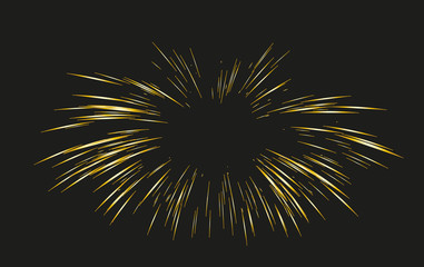 Fototapeta premium Gold Fireworks drawn by lines.