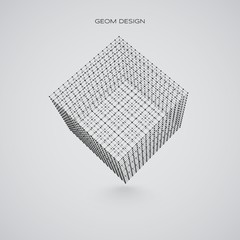 3d wireframe cube. Vector illustration. Technology abstract Illustration.