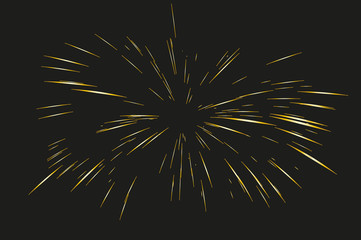 Gold Fireworks drawn by lines.