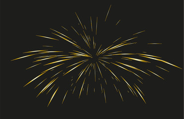 Gold Fireworks drawn by lines.