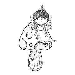 cute little fairy with fungus