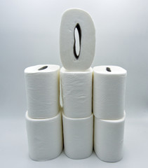 Toilet paper, save space, isolated on white background