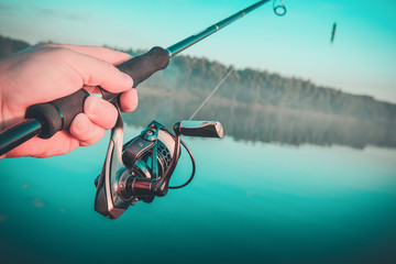 Fishing on the lake. Spinning and lure