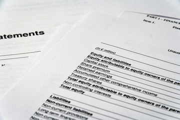 Obraz premium Accounting financial banking stock spreadsheet data, income statement balance