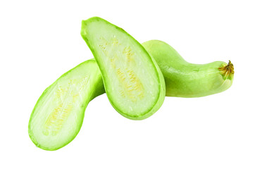 Fresh sliced zucchini isolated on white background. Background of organic food.