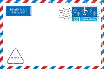 Blank vintage envelop template with stamp.vector illustration
