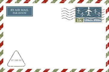 Blank vintage envelop template with stamp.vector illustration