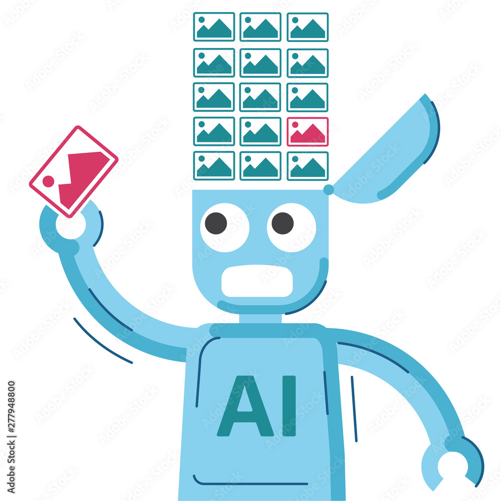 Aufkleber ai robot is educated and getting images.