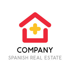 Logo for Real Estate company selling and making legal of real Estate in Spain - Vector creative Emblem in colors of the Spanish flag - line art