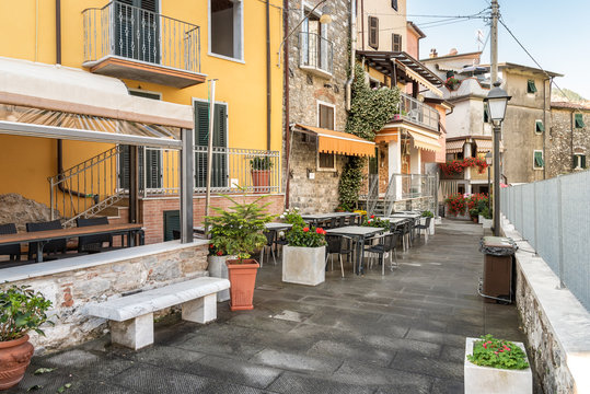 Fototapeta Street in ancient village Colonnata, located in the province of Massa-Carrara in Tuscany, Italy