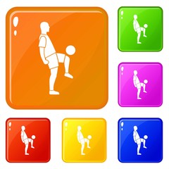 Soccer player man icons set collection vector 6 color isolated on white background