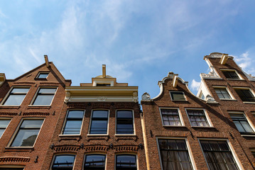 Typical amsterdam houses with gabled roofs