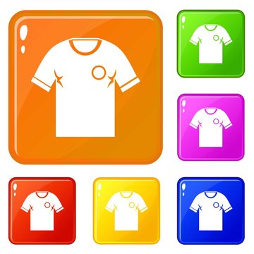Soccer shirt icons set collection vector 6 color isolated on white background