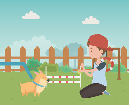 Boy With Dog Cartoon Design