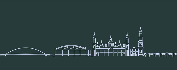 Naklejka premium Zaragoza Single Line Skyline Profile