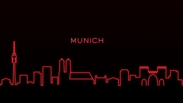 Munich Light Lines Skyline Animation and Text