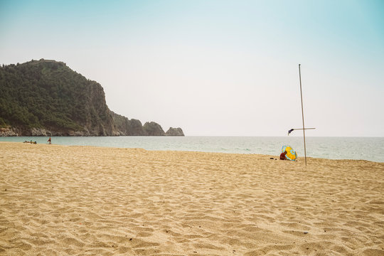 Cleopatra beach in Alanya, a famous historic beach with turqouise wate