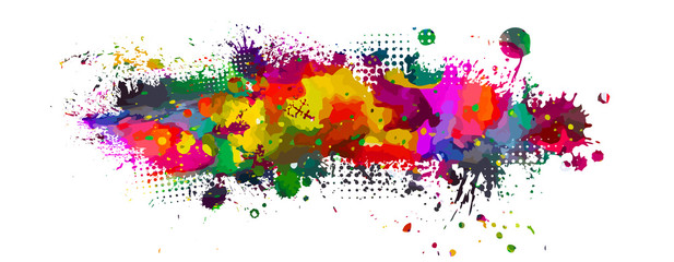 Colorful abstraction of bright spots of paint. Vector illustration