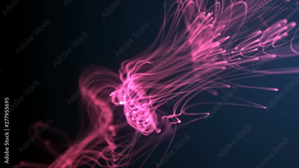Aufkleber big data wave of particles. futuristic neon glowing surface. abstract motion background